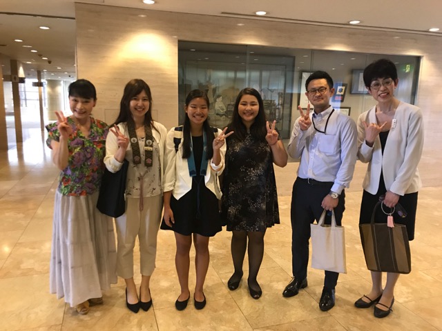 group photo in hotel lobby